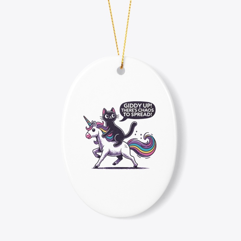 Funny Cat Riding Unicorn