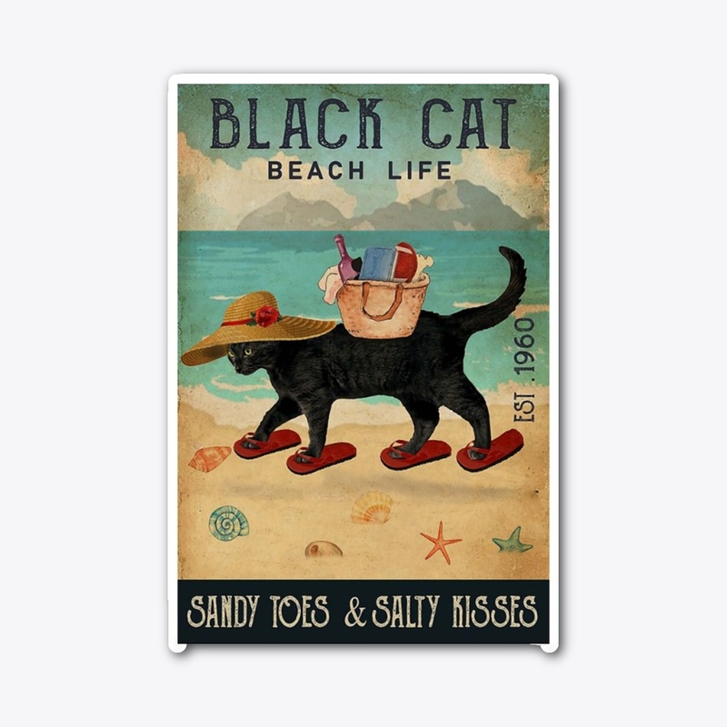 Beach Life Sandy Toes Black Cat 