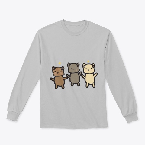 Meow!! Cat Long Sleeve Tee Sport Grey T-Shirt Front