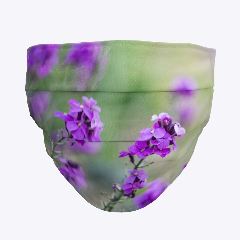 Purple flowers face mask covering