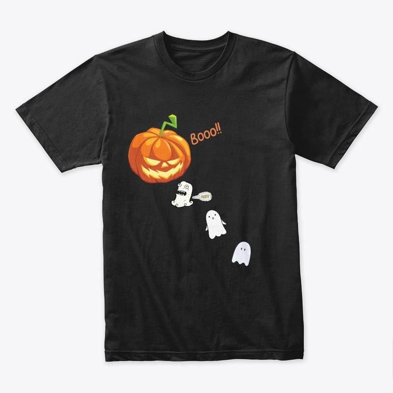 Funny Halloween Pumpkin Ghost Gamer Tee