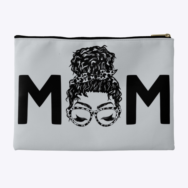 Mom curly hair messy bun cat eye glasses