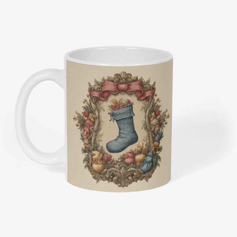 Vintage Christmas Stocking Floral Frame