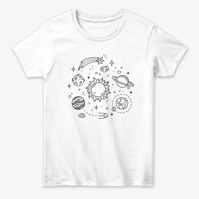 Solar system line graphic t-shirt