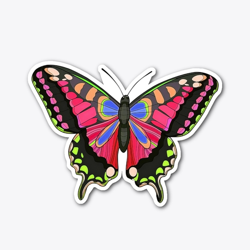 Psychedelic Colored Butterfly