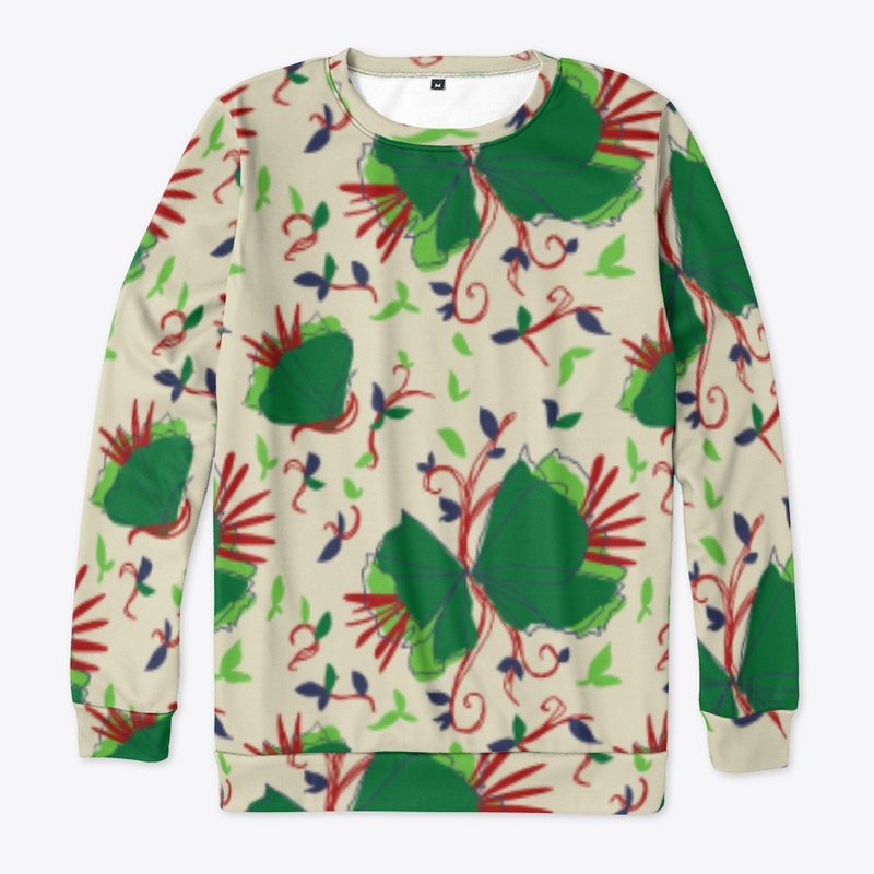 Floral Art - Green Cream