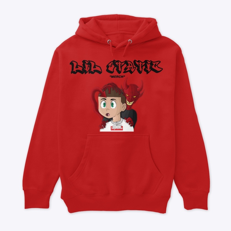 LIL STATIC "DEMONS" GRAPHIC HOODIE RED