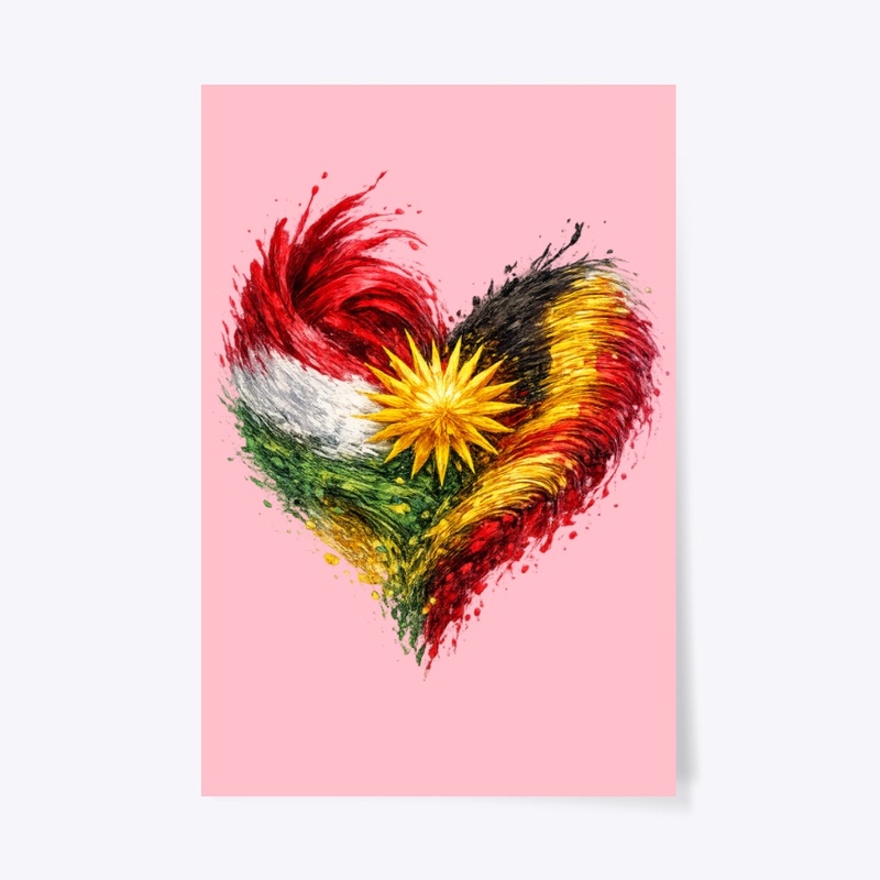 Kurdish-Belgian Heart: Unity Design