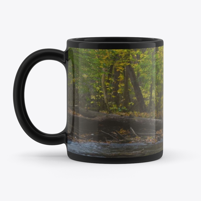 Fall Scene at the Creek-Black Mug