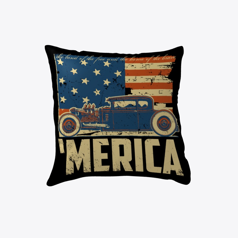 Merica hot rod flag pillow