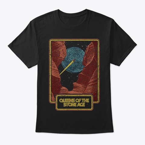 Queens Of The Stone Age Spaceship Tshirt Black T-Shirt Front