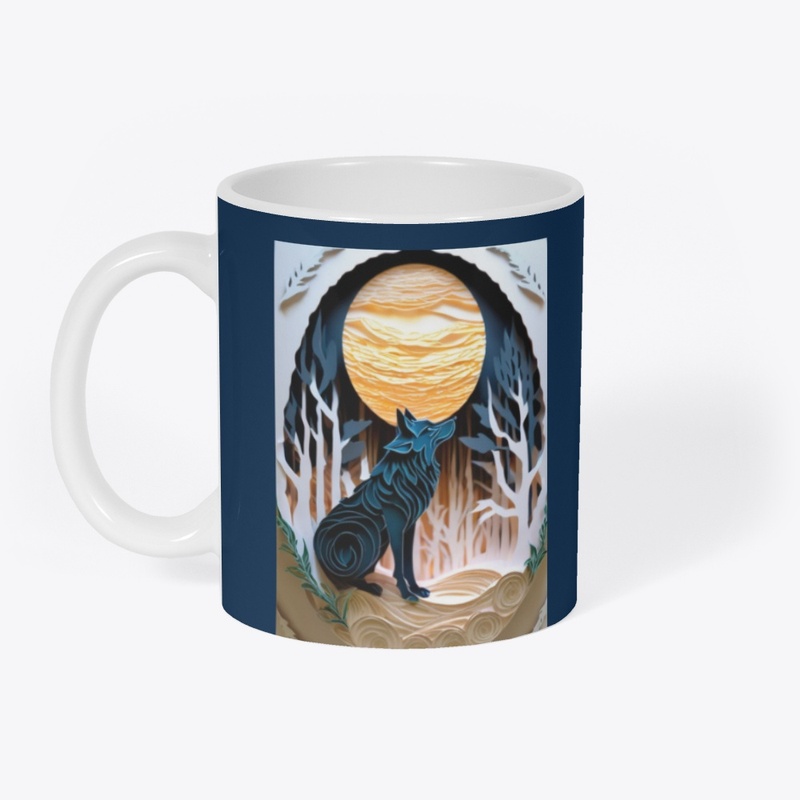 Carved Wolf under Full Moon