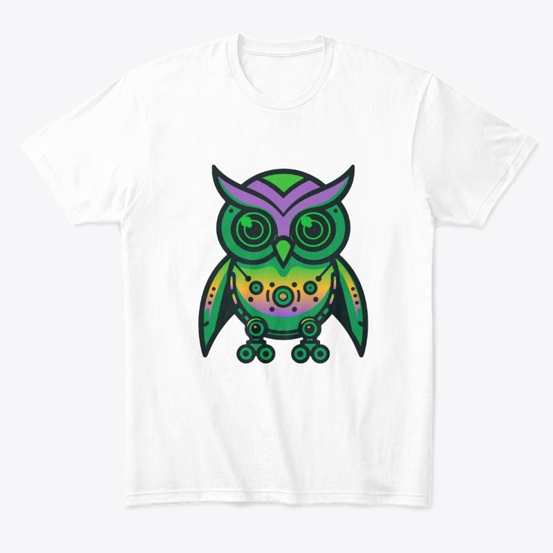 neon rainbow owl mecha