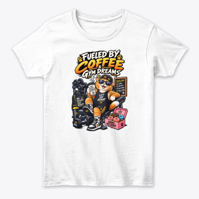 Fueled by Coffee & Gym Dreams Funny Cat