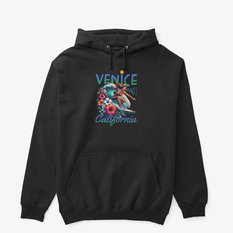 Vibrant Venice Beach Surfing Illustrate