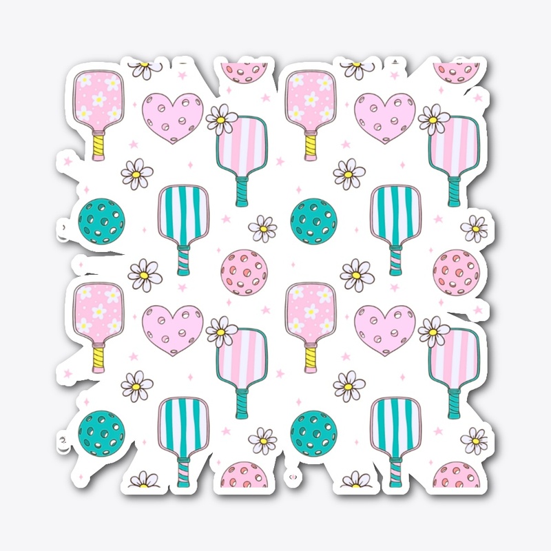Pickleball Hearts and flowers Pattern
