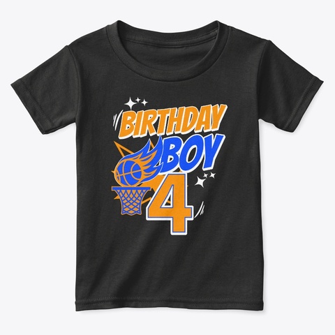 4th Birthday Boy Basketball Themed Party Black Camiseta Front