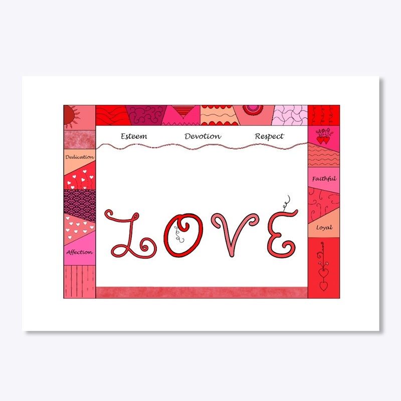 Love Words  in Shades of Red and Pink 