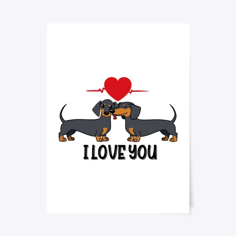I Love You Cute Dachshund Couple