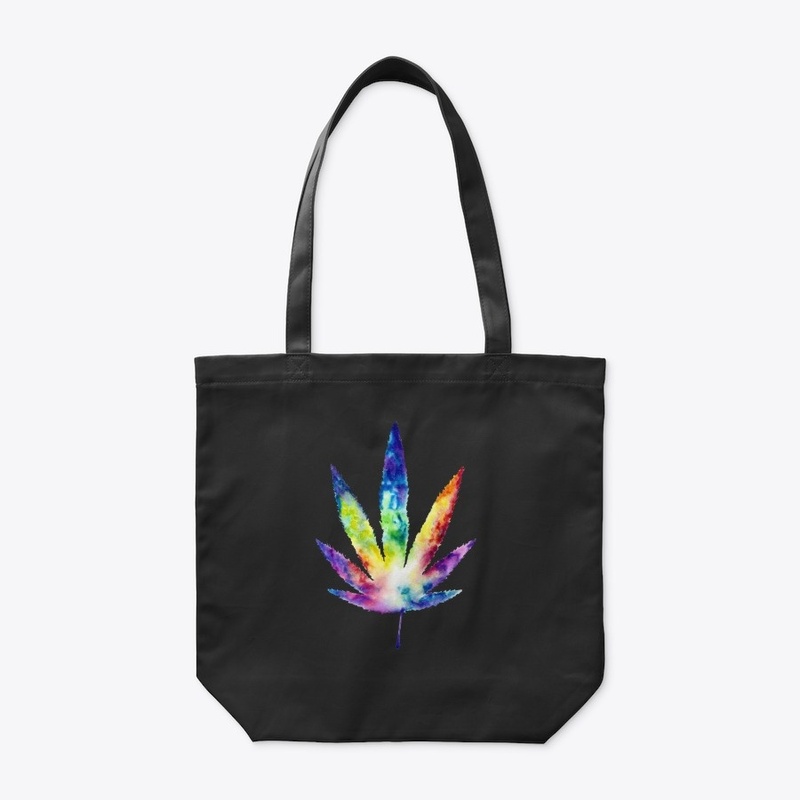 Watercolor Tie Dye Marijuana Leaf Art