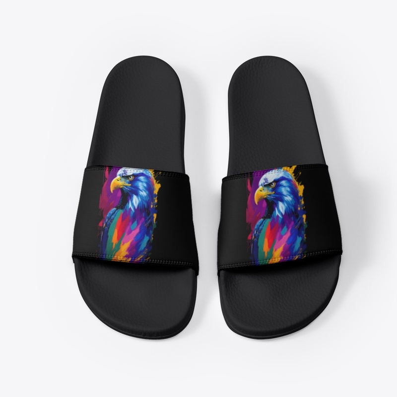 Vibrant Eagle in colorful splatter, left
