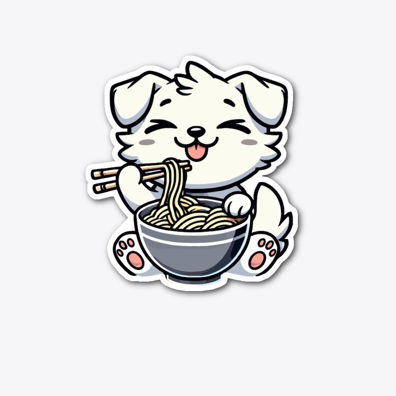 Humorous Puppy Of Noodles Illustration