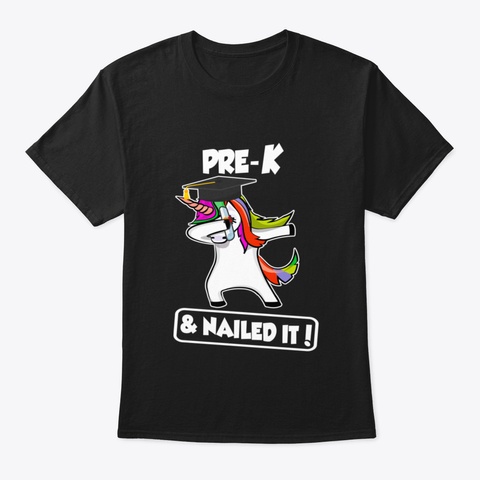 Unicorn Dabbing Graduation Prek And Nail Black T-Shirt Front