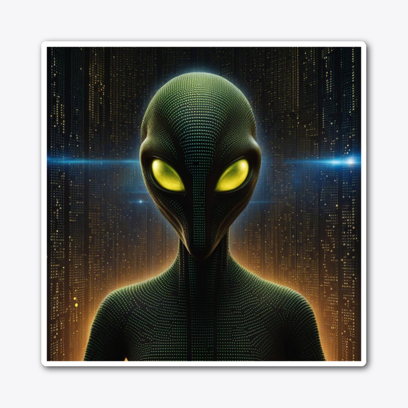 Alien with glowing eyes