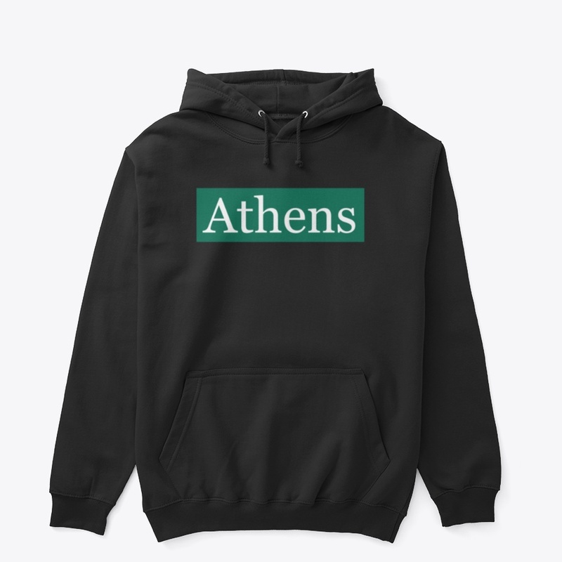 Athens Written in White on Green