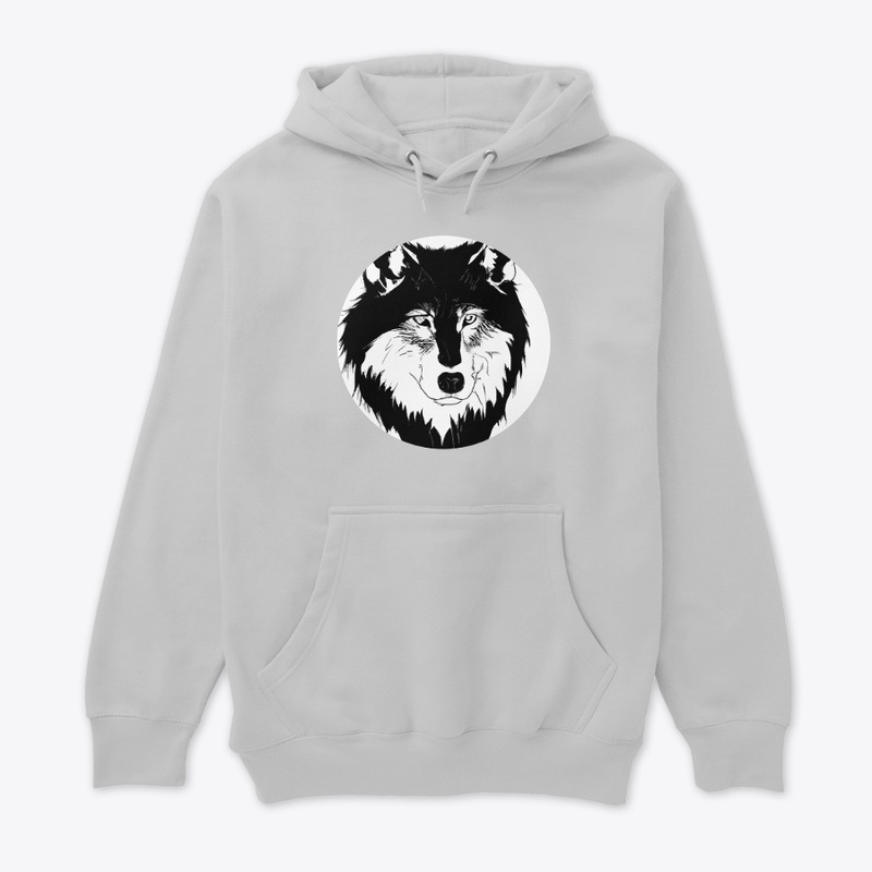 Wolf head black and white
