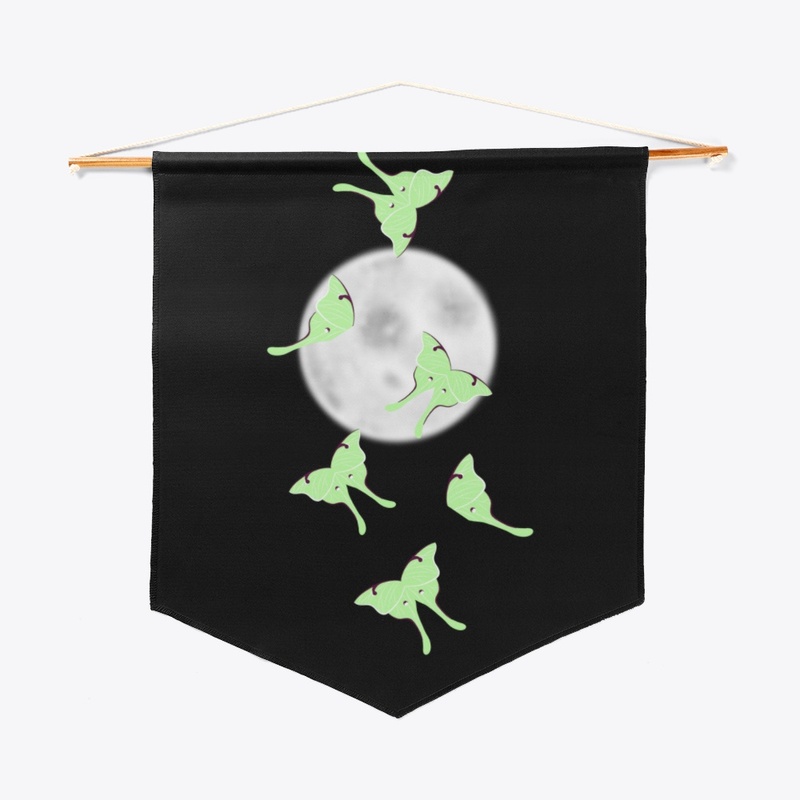 Luna Moths in front of Moon