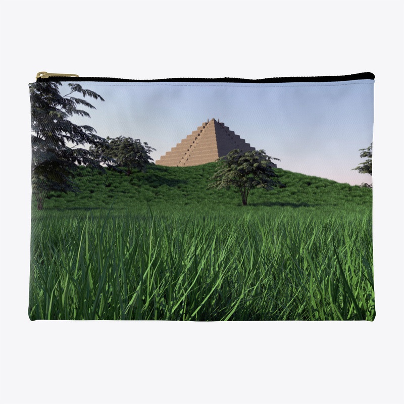 landscape of pyramid trees and grass