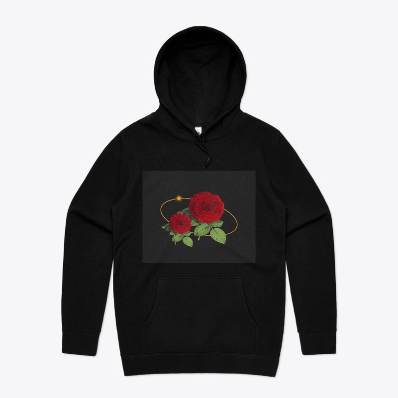 Red Illustration Flower Hoodie