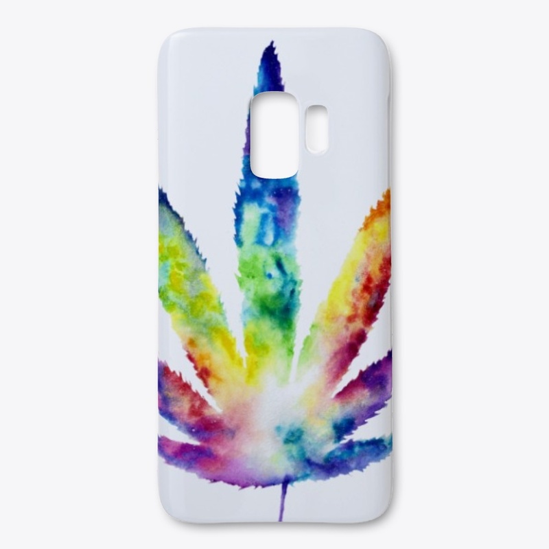 Watercolor Tie Dye Marijuana Leaf Art