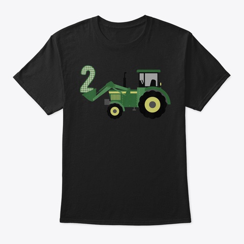 Kids Kids 2 Nd Birthday Tractor Tshirt 2  Black T-Shirt Front