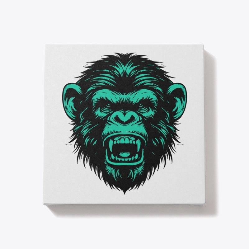 Angry Chimpanzee Head Art
