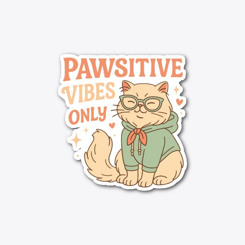 Pawsitive Vibes Only Cute Cat Tee