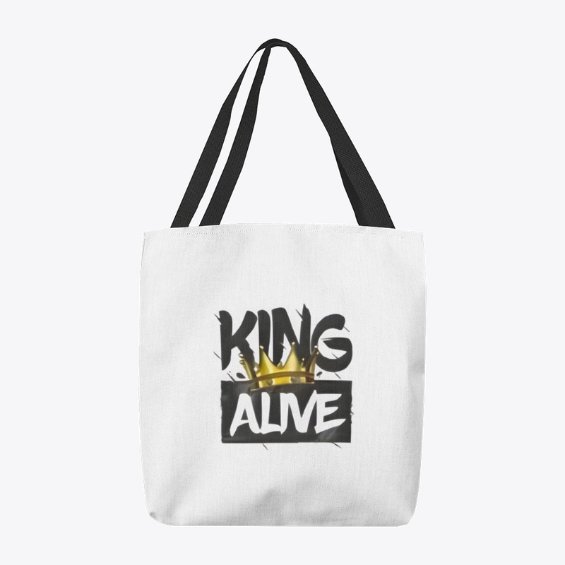 king alive styled text carry bag