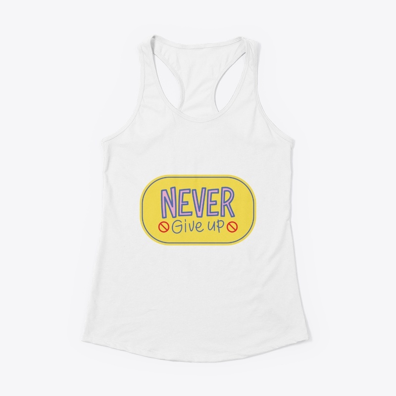 Yellow Never give up quote logo design 