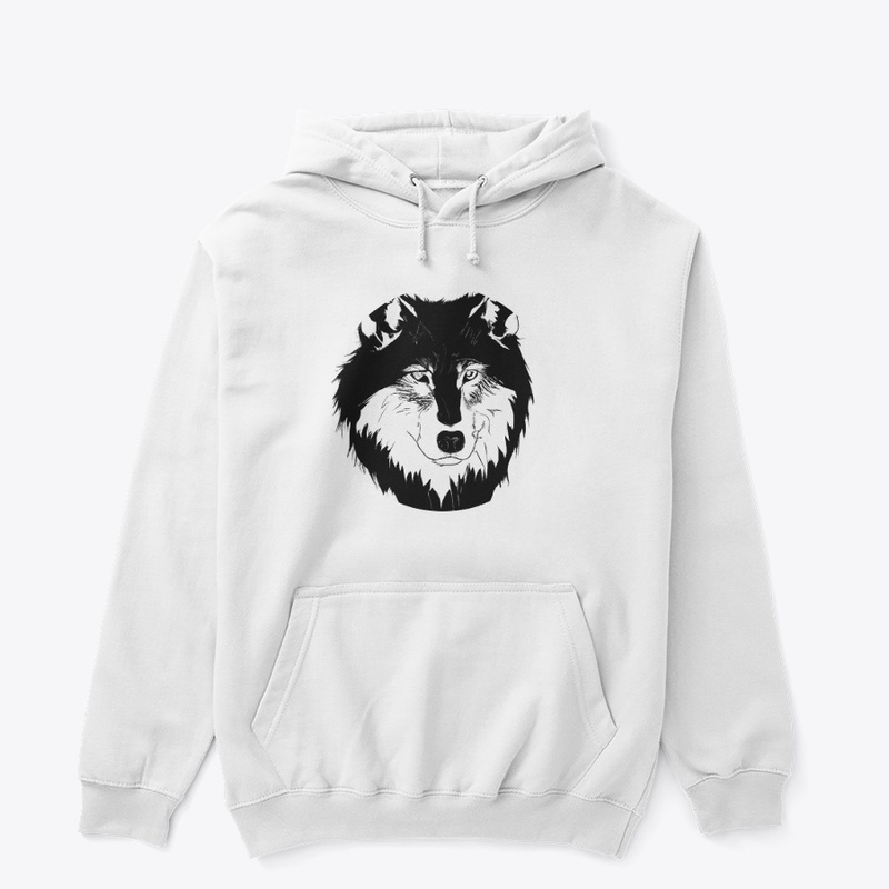 Wolf head black and white