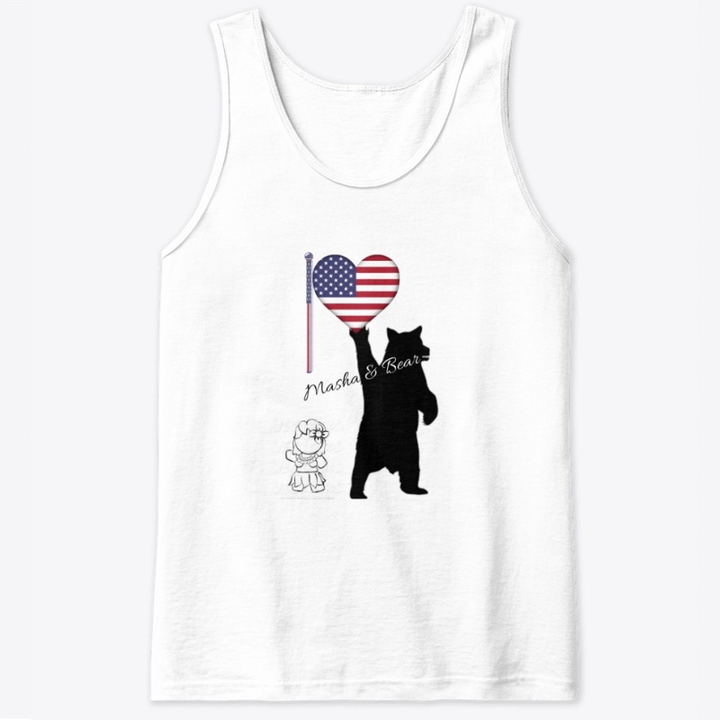 Masha & Bear 4th July American flag Tee