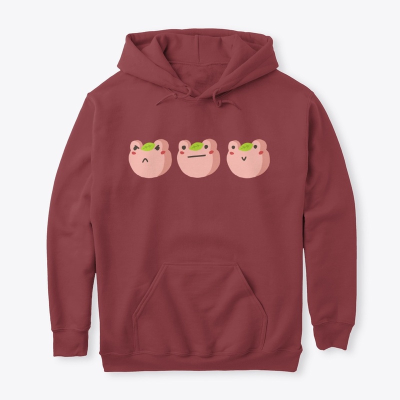Three Peach Frog Moods