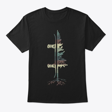 Vintage Pine Snowboard Tshirt Snowboardi Black T-Shirt Front