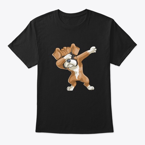 Dabbing Boxer Dog T Shirt Gift Funny Dab Black T-Shirt Front