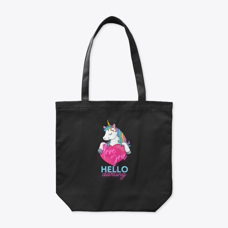 Cute Unicorn hugging a pink heart