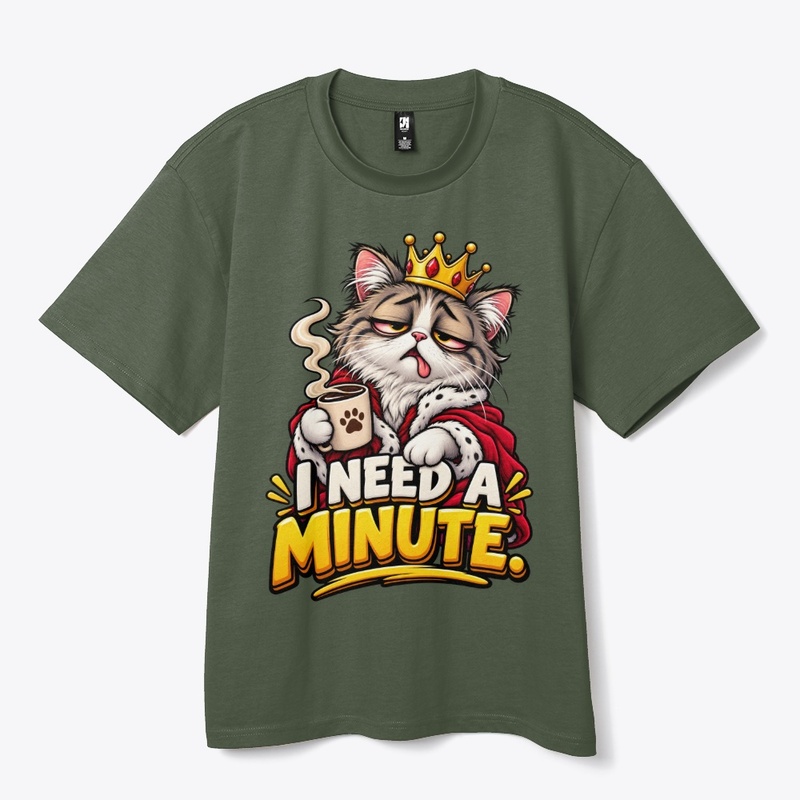 I Need a Minute Sleepy Cat Coffee Funny 