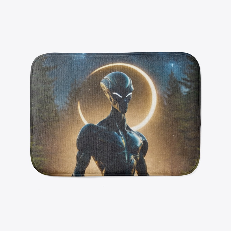 Space alien and crescent moon