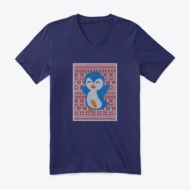 Mens Shirt Cheering Penguin - Ugly Xmas