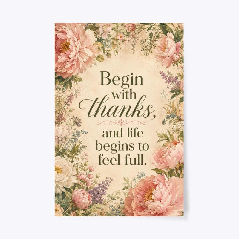 Begin With Thanks Boho Print
