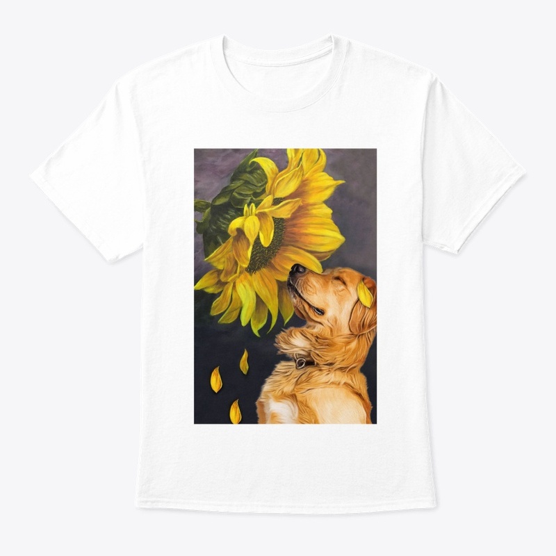 Golden retriever sunflower